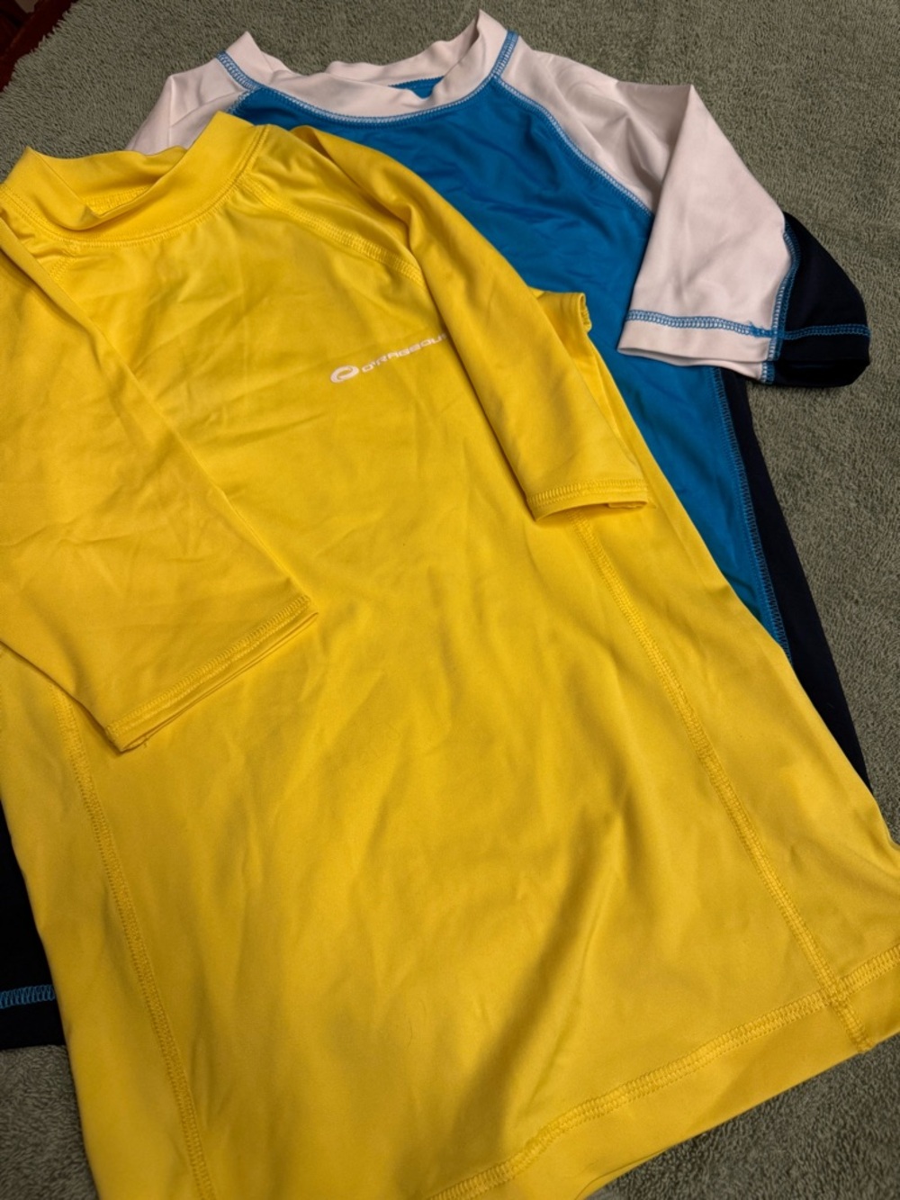 Yellow and Blue/White Rash Guard Swim Shirts